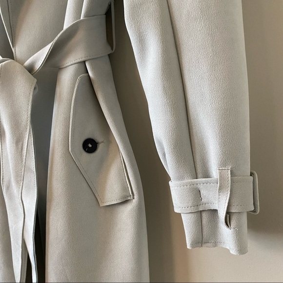 Zara-Faux Suede Trench Midi Length Coat - Picture 12 of 14